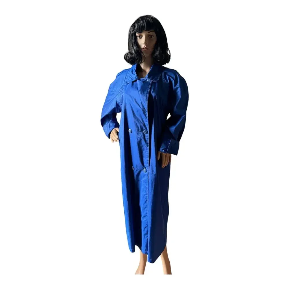 Vintage Raingear 80s Royal Blue Raincoat Trench Raglan Size M